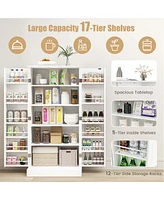 Costway 47.5" kitchen Pantry Cabinet with Doors Adjustable Shelves Anti-toppling Devices