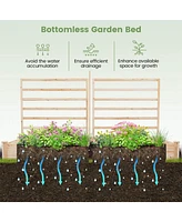 Raised Garden Bed with 3 Trellises with Divided Compartments for Flowers