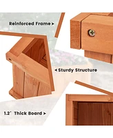 Costway Raised Garden Bed Fir Wood Rectangle Planter Box with Drainage Holes