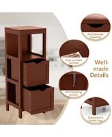 Costway Bathroom Floor Cabinet Freestanding Side Storage Organizer with 2 Removable Drawers