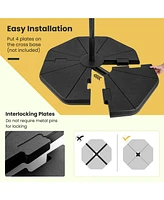 Costway 4PCS Fillable Umbrella Base Stand Patio Offset Cantilever Umbrella Base Garden
