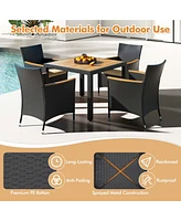 Costway 5 Pcs Patio Dining Table Set for 4 Rattan Conversation Set with Umbrella Hole