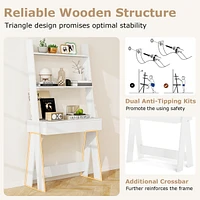 Ladder Shelf Desk Bookcase with Countertop, Drawer & 2 Shelves Bookshelf