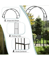 Costway Garden Arch Arbor Trellis with Gate 7.5 ft Patio Archway Pergola for Wedding