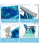 Costway 2-Pack Folding Backpack Beach Chair Table Set 5-Position Outdoor Reclining
