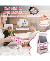Kids Art Easel Double Sided Chalkboard Magnetic Whiteboard with Storage Tray