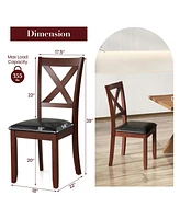 Wooden Dining Chairs Set of 2 Kitchen Side Chair with Padded Seat Rubber Wood Legs