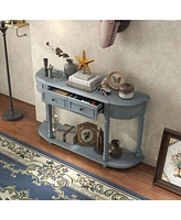 52'' Long Sofa Table with 2 Drawers & Open Shelf Retro Console Table with Storage