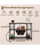 Cabinet Bar Table Rack for Drinks Glasses with Power Outlets