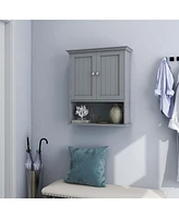 Costway Bathroom Wall Cabinet Medicine Storage Organizer with Adjustable Shelf & 2 Doors