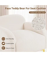 Costway Modern Upholstered Accent Chair Teddy Club Single Sofa Armchair with Pillow