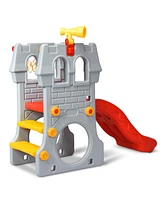 Costway Children Climber Slide Set w/ Basketball Hoop and Telescope Toy Indoor & Outdoor