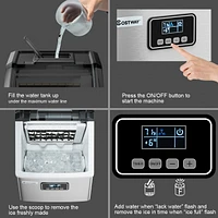 2 In 1 Ice Maker Water Dispenser Countertop 36Lbs/24H Lcd Display Portable