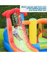 Costway Inflatable Bounce House Kid Water Splash Pool Slide Jumping Castle w/740W Blower