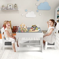 Kids Table Chairs Set With Storage Boxes Blackboard Whiteboard Drawing