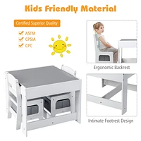 Kids Table Chairs Set With Storage Boxes Blackboard Whiteboard Drawing