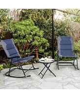 Costway 3PCS Folding Bistro Set Rocking Chair Cushioned Table