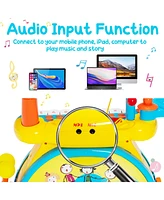 2-in-1 Kids Electronic Drum Kit Music Instrument Toy w/ Keyboard Microphone