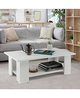 Costway Coffee Table 2-Tier Modern Center Cocktail Table W/Storage Shelf