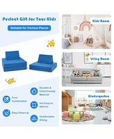 4-Piece Convertible Kids Couch or 2 Chairs Toddler