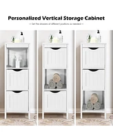 Costway Bathroom Floor Cabinet Freestanding Side Storage Organizer w/2 Removable Drawers