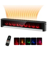 Costway 1400W Electric Baseboard Heater Convection Space Heater with Realistic 3D Flame