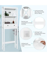 Costway Over the Toilet Storage Rack Bathroom Space Saver with 2 Open Shelves & Drawers