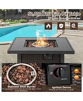 32'' Propane Fire Pit Table 50,000 Btu Square Firepit Heater