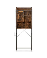 Costway Over-The-Toilet Storage Cabinet Bathroom Organizer with Sliding Barn Door