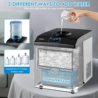 Costway 2-in-1 Stainless Steel Countertop Ice Maker Water Dispenser 48Lbs/24H w/ Scoop