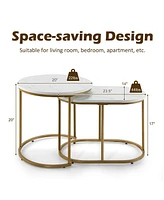 Nesting Coffee Table Modern Set of 2 Marble Coffee Side Table Set Living Room