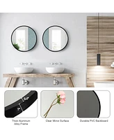 Costway 16''Round Wall Mounted Bathroom Mirror Aluminum Alloy Frame Decor Mirror