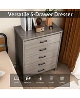 Modern 5 Drawer Chest Storage Dresser Cabinet with Metal Handles