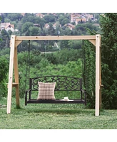 2-Person Metal Outdoor Porch Swing Hanging Patio Bench 485 Lbs Capacity