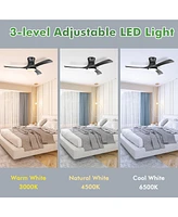 Costway 52 Inches Ceiling Fan with Led Light, Remote Control,6 Wind Speeds and 8H Timer