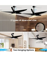 Costway 60'' Reversible Ceiling Fan with Light 2700K/4200K/6500K Adjustable Led Fan