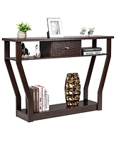 Costway Modern Sofa Accent Table with Drawer Entryway Hallway Hall