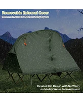 Gymax 2-Person Outdoor Camping Tent Cot Compact Elevated Set W/ External Cover Green