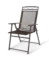 Costway Set of 4 Patio Folding Sling Chairs Steel Textilene Camping