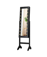 Costway Mirrored Jewelry Cabinet Organizer w/18 Led lights