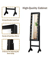 Costway Mirrored Jewelry Cabinet Organizer w/18 Led lights