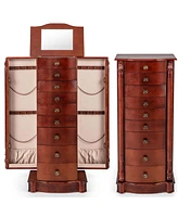 Costway Wood Jewelry Cabinet Storage Chest Stand Organizer