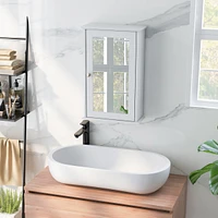 Costway Bathroom Wall Medicine Cabinet Single Mirror Door Cupboard Storage Wood Shelf