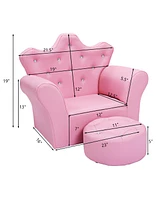 Costway Pink Kids Sofa Armrest Chair Couch Children Toddler