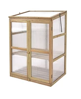Costway Garden Portable Wooden GreenHouse Cold Frame Raised Plants Shelves Protection