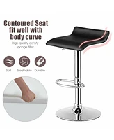 Costway Set of 2 Swivel Bar Stool Pu Leather Adjustable Bar Chair