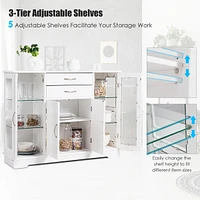 Costway Buffet Storage Cabinet Console Cupboard W/Glass Door Drawers