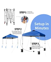 6x6 Ft Pop Up Canopy Tent Camping Sun Shelter W/ Roller Bag