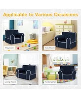 Costway Kids Sofa Toddler Foam Filled Armchair Velvet Fabric Baby