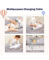 Costway Baby Changing Table Folding Diaper Changing Station w/ Safety Belt & Wheels